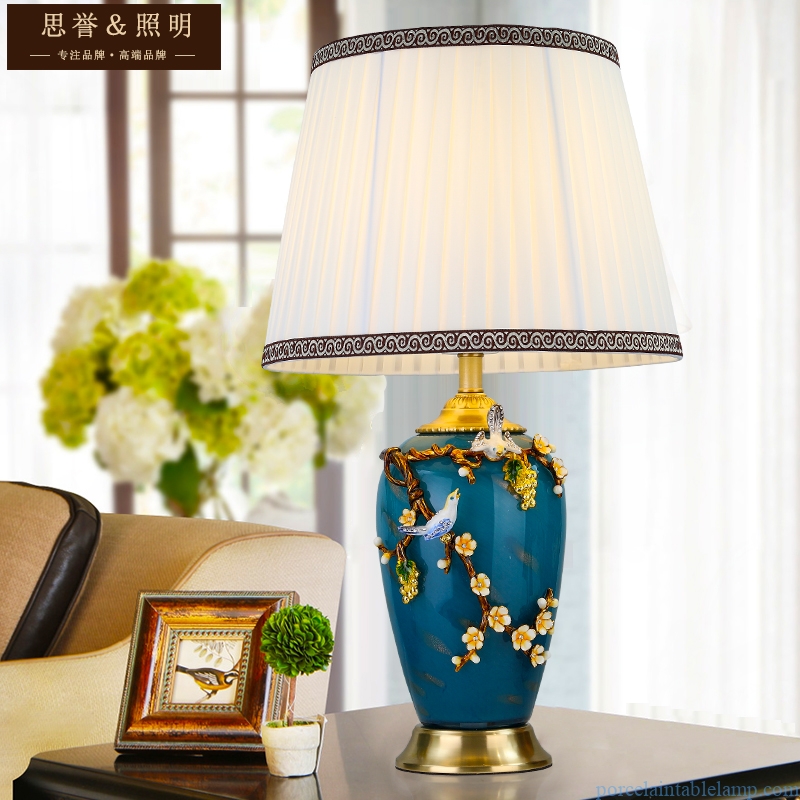All-copper table lamp  luxury creative romanti American-style bedroom living room  bedside lamp