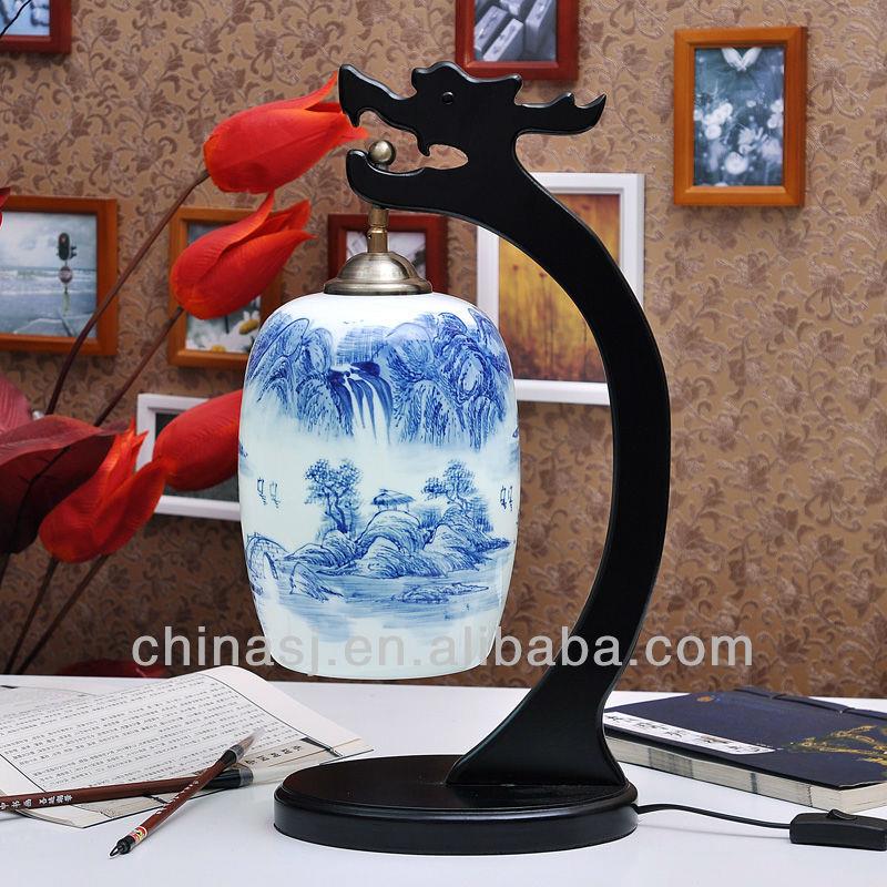Oriental Blue and White Porcelain Lamp