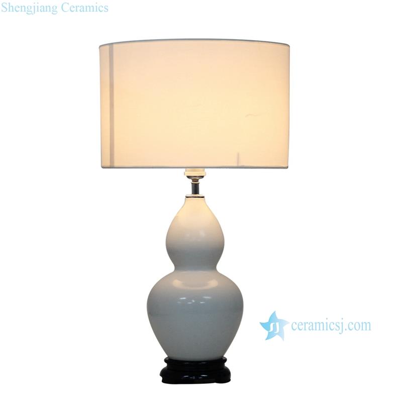 Solid color glaze calabash shape studying room high quality porcelain  table lamp