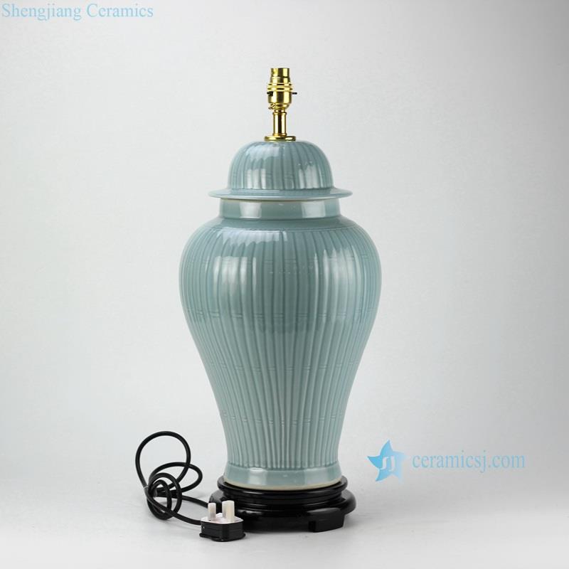 Light blue bamboo pattern table ceramic lamps modern  