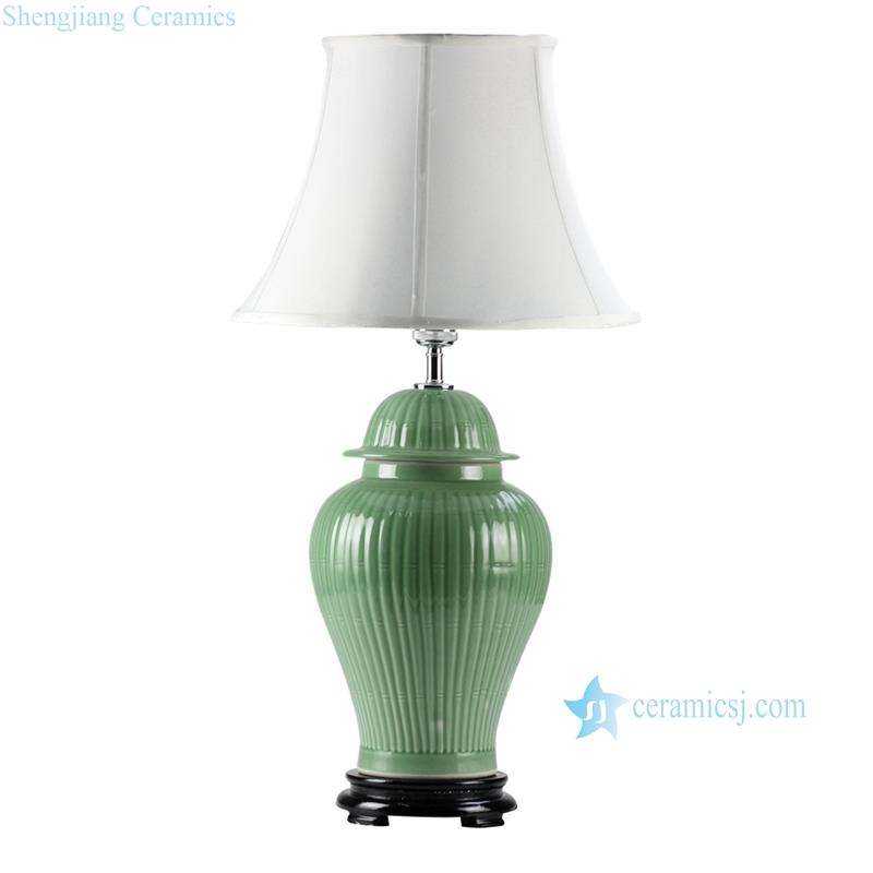 Best selling lime green bamboo stripe pattern  China ginger jar lamps