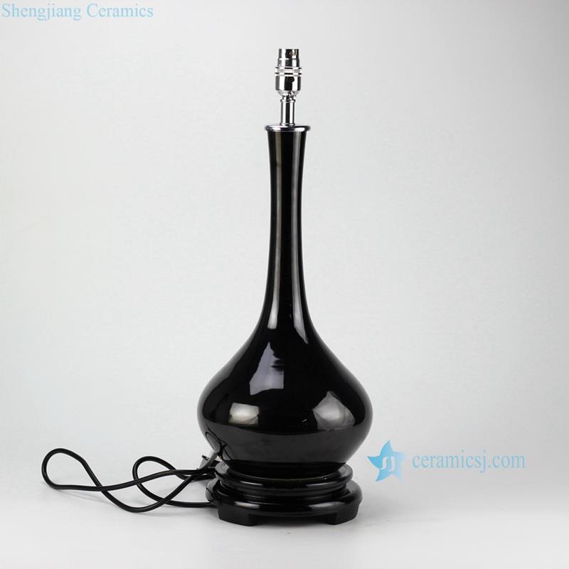 Black solid glazed handmade  ceramic desk lamp shengjiang company 