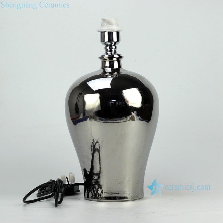 Silver glaze wholesale handmade porcelain ginger jar lamp