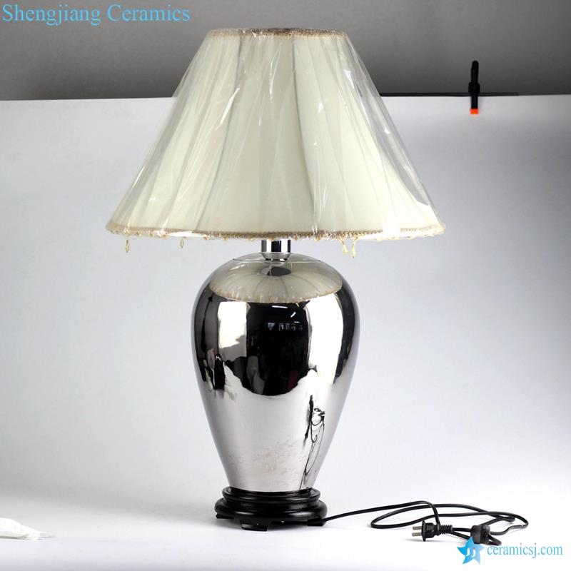 Grace silver glided with tassels fabric lamp shade base switch chinaware modern floor lamp