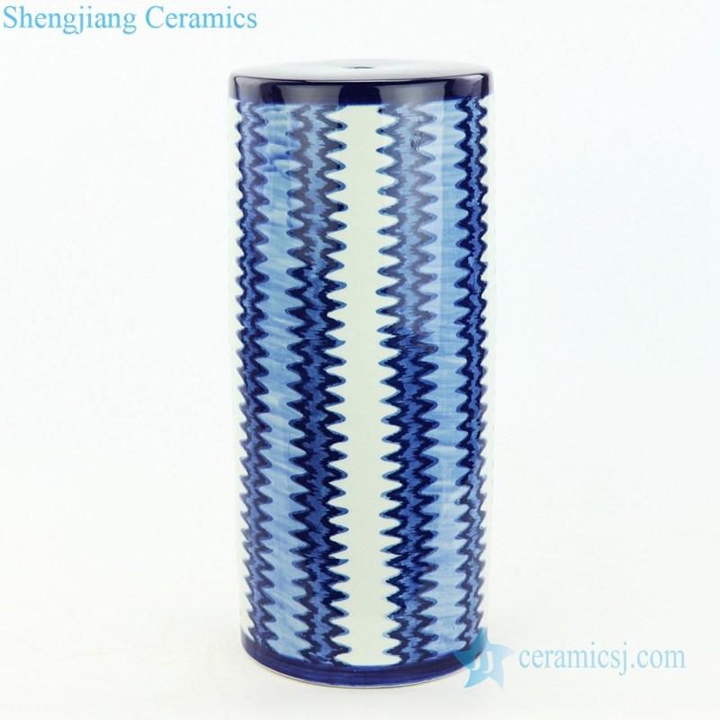 indigo blue and white zigzag strip porcelain lamp shengjiang company 