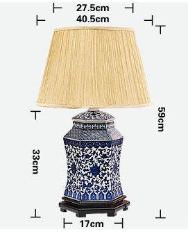 size of China Blue and White Ceramic Lamp