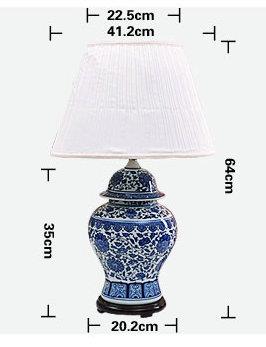 size of China Blue and White Porcelain  Lamp