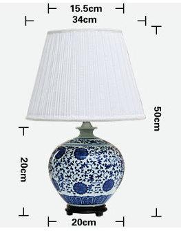 size of Blue And white Table Ceramic Lamp