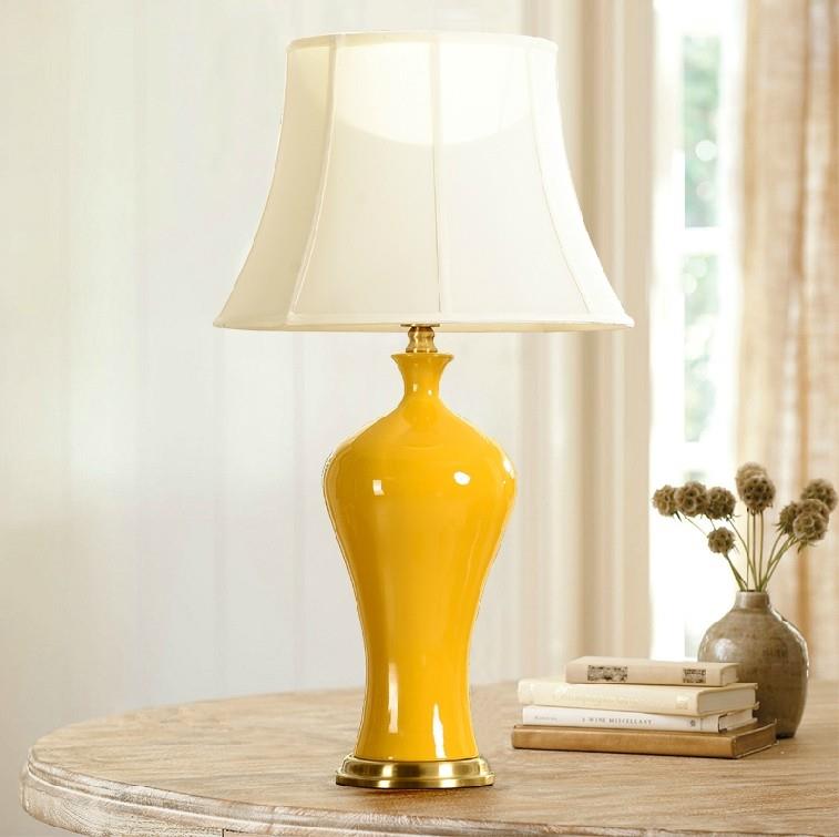 Vase Design Yellow Porcelain  Table Lamp