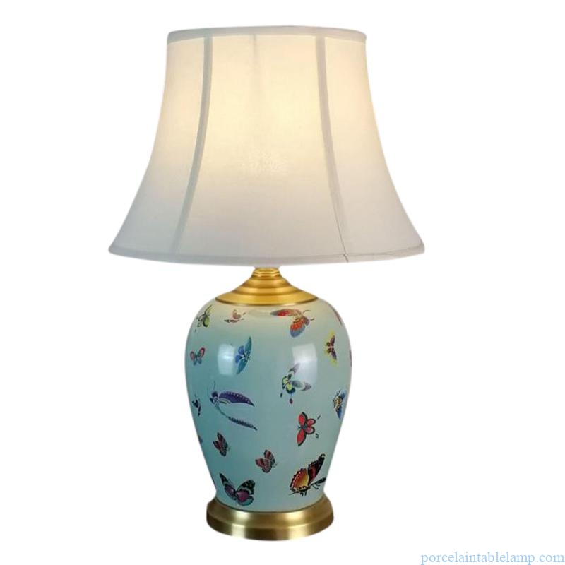 colorful butterfly design porcelain table lamp