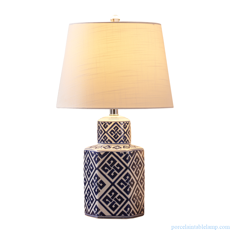  classical polygonal shape porcelain table lamp