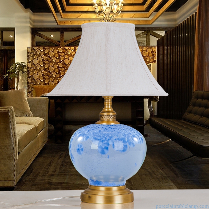 high-grade decorative copper fabric handmade pastoral porcelain table lamp