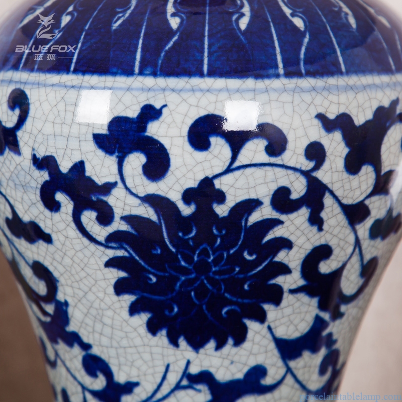  blue and white crack decorative porcelain table lamp