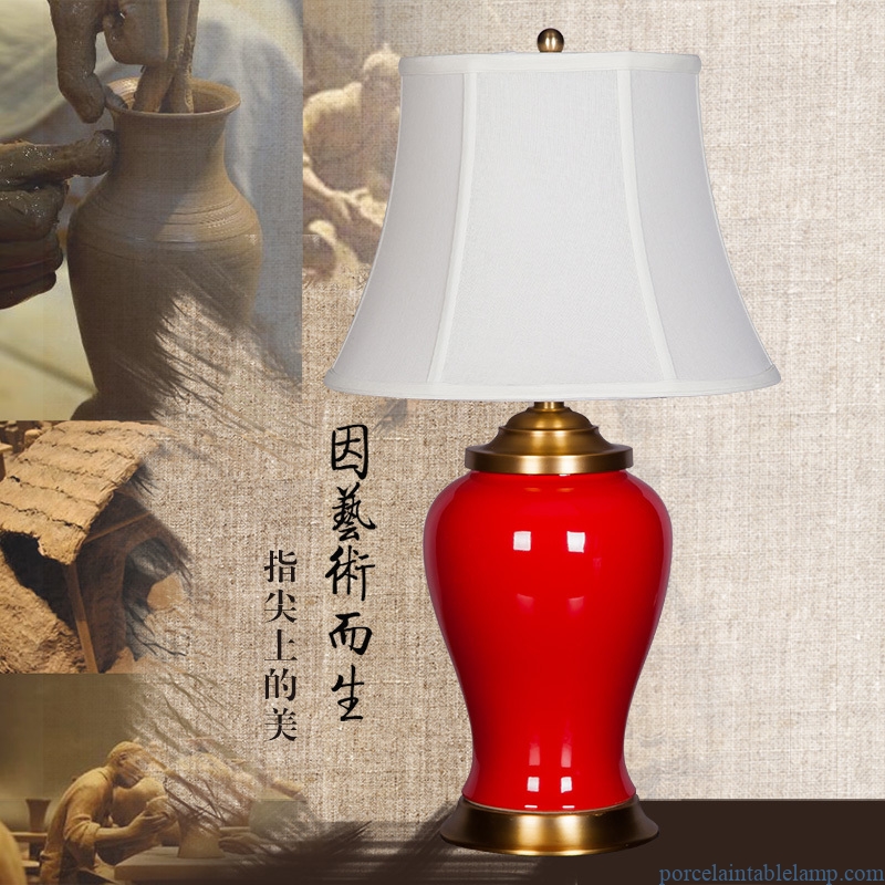 bright red factory direct home wedding room decorative ceramic table lamp