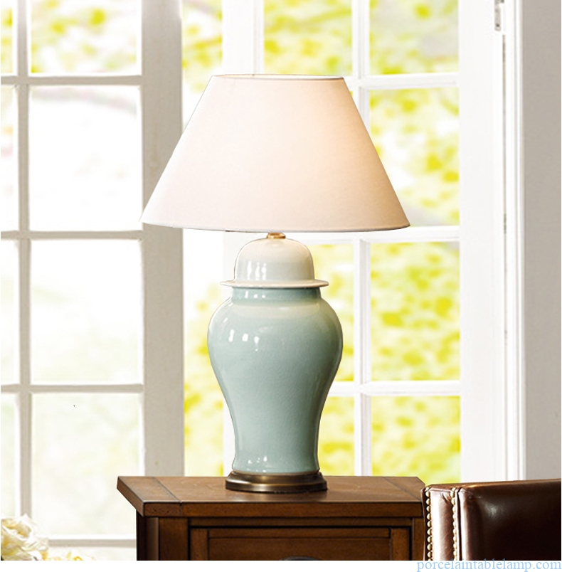 ginger jar shape plain color decorative ceramic table lamp