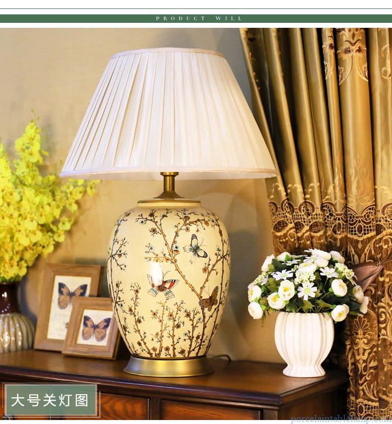 butterfly and floral design ceramic tablelamp