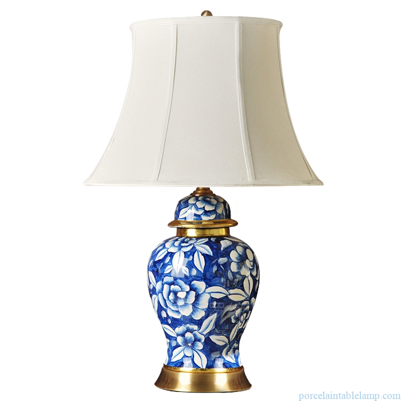 chinese peony design porcelain table lamp