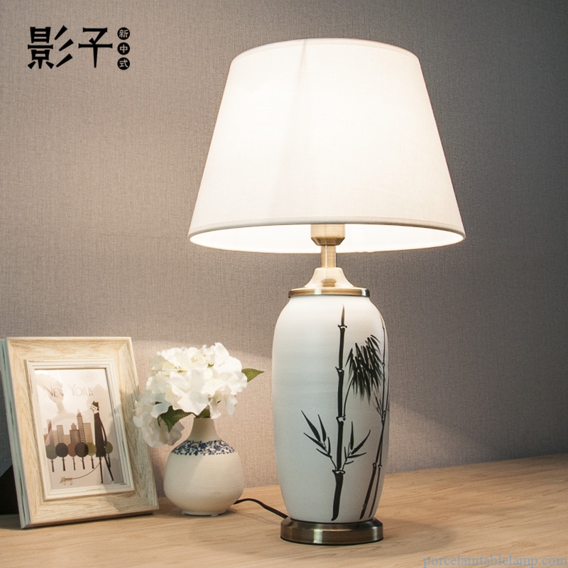  bamboo pattern vase shape porcelain table lamp