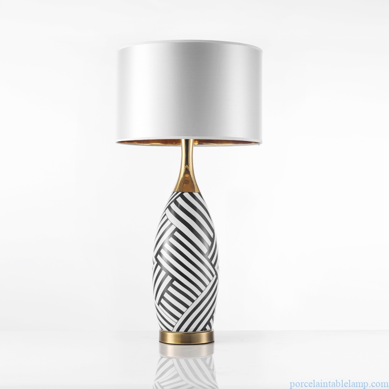 fabric creative zebra pattern ceramic table lamp