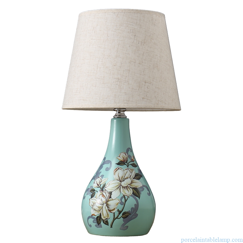 hand drawing flower design American pastoral ceramic small table lamp