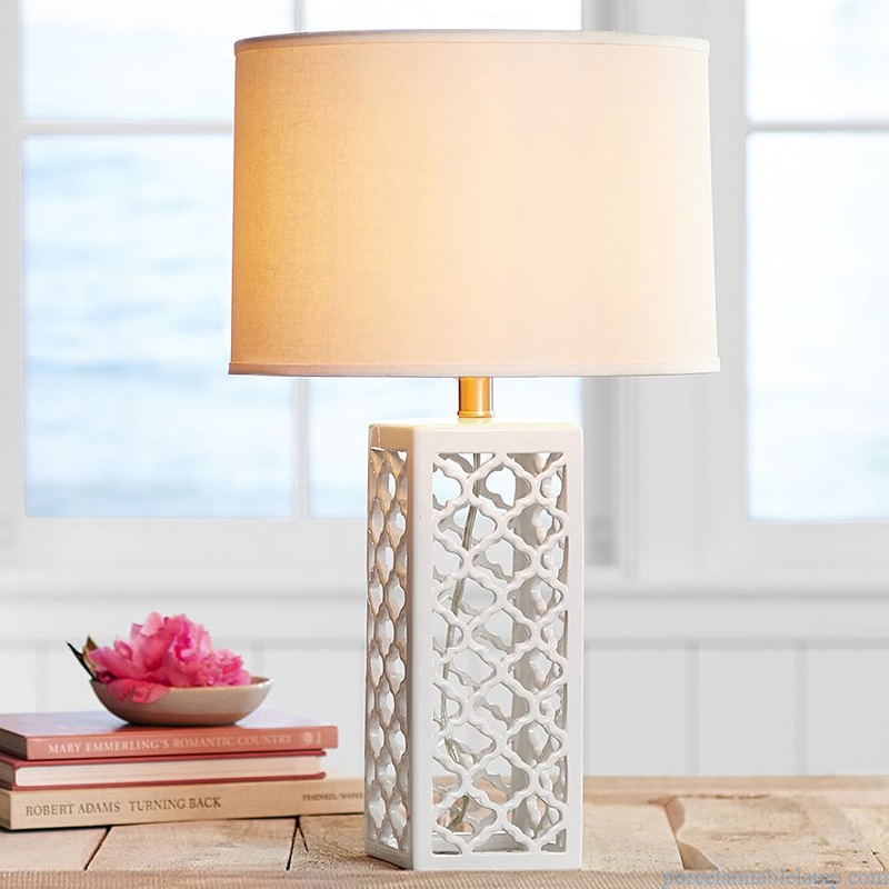 hollow modern minimalist solod color porcelain table lamp