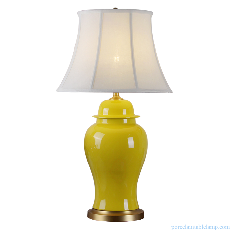 dark yellow jar shape valuable ceramic table lamp