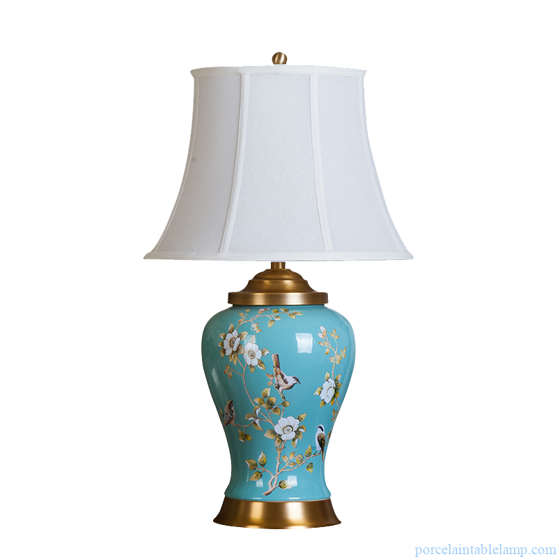 blue background copper ceramic decorative table lamp