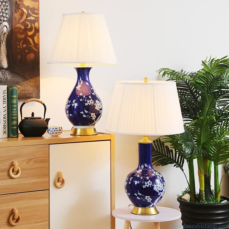 classical winter sweet design delicate ceramic table lamp