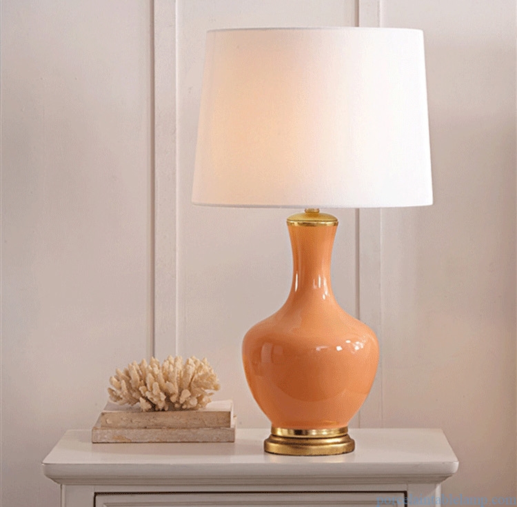 orange creative copper personality porcelain table lamp