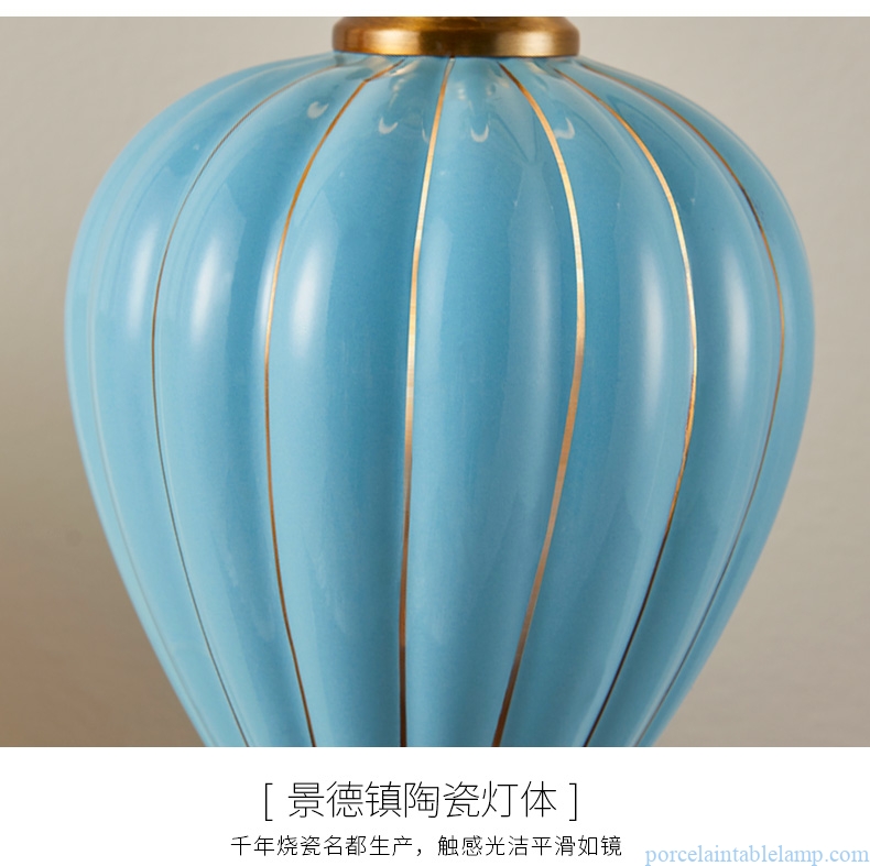 hand craft monochrome glaze home decorative ceramic table lamp