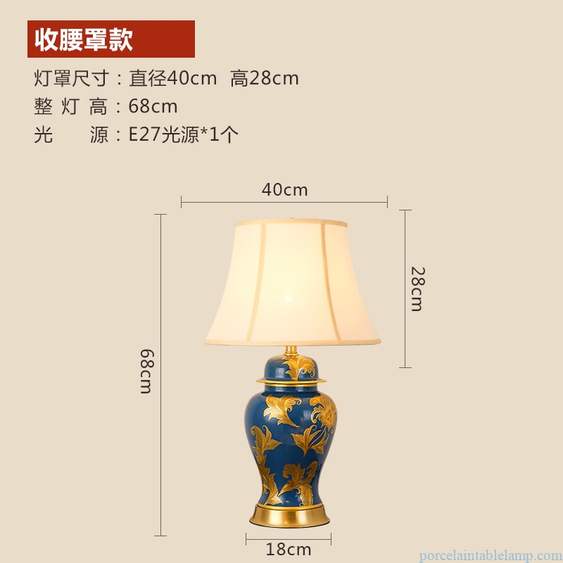 hand painted golden leaves design luxury ceramic table lamp 