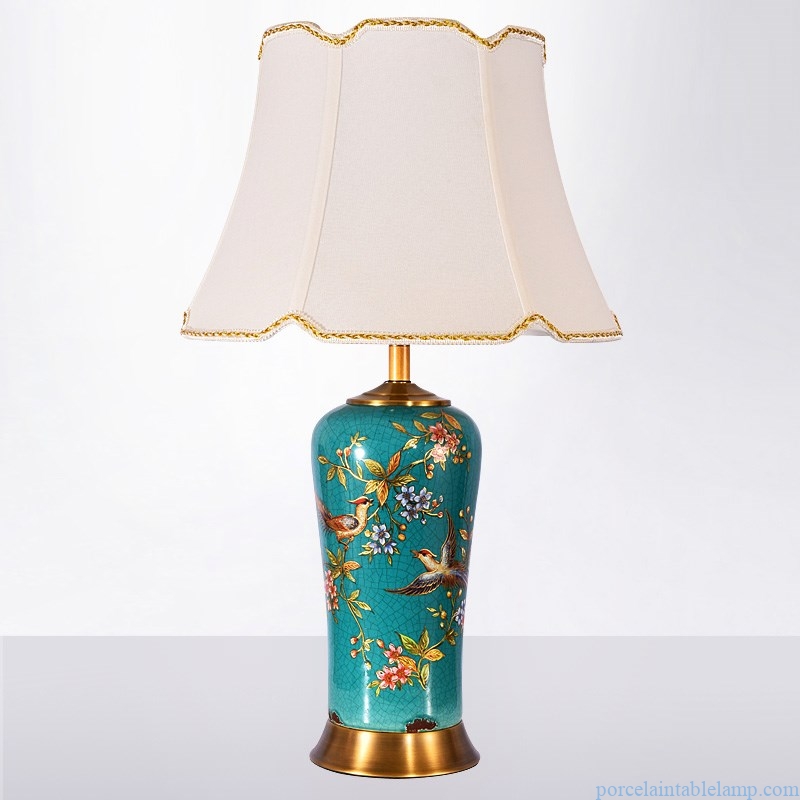 bird and flower design vintage ceramic table lamp
