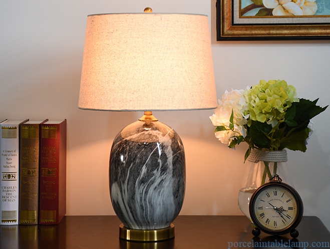  deep grey glossy surface arts and crafts porcelain table lamp