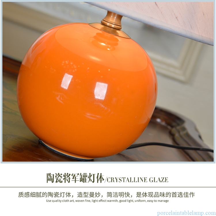 orange cute princess bedroom bedside ceramic table lamp