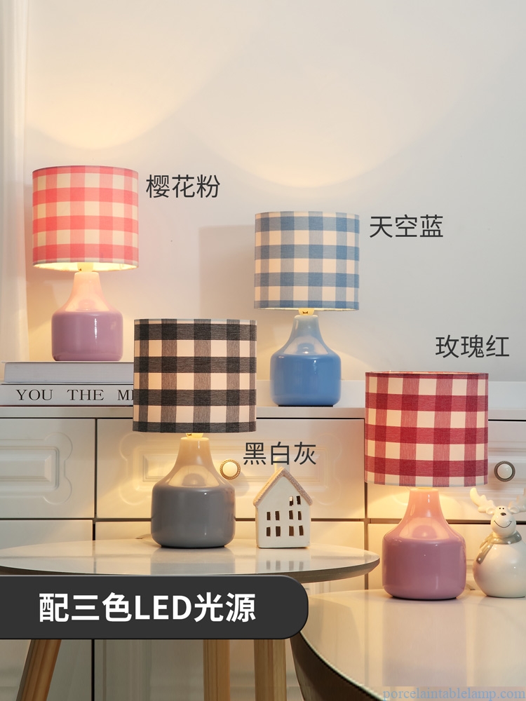  tartan design lampshade home bedroom bedside ceramic table lamp