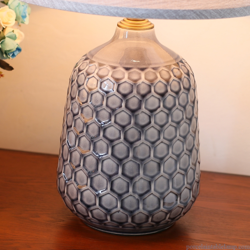 fashion gray geometry pattern ceramic table lamp