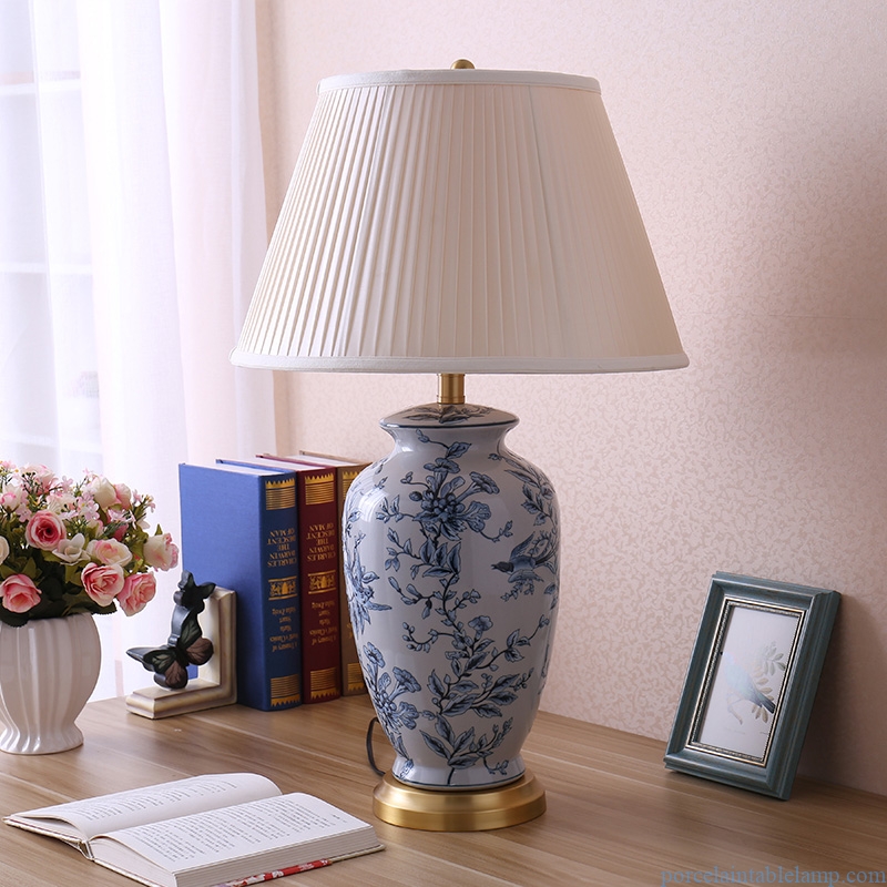  pastoral style warm light remote control ceramic table lamp