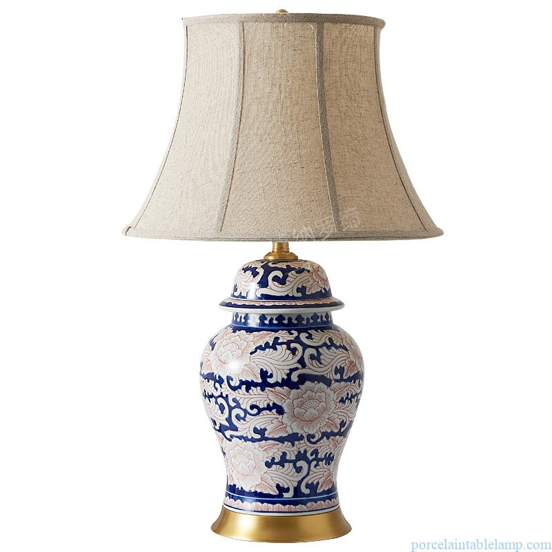 exquisite flower design ginger jar shape ceramic table lamp