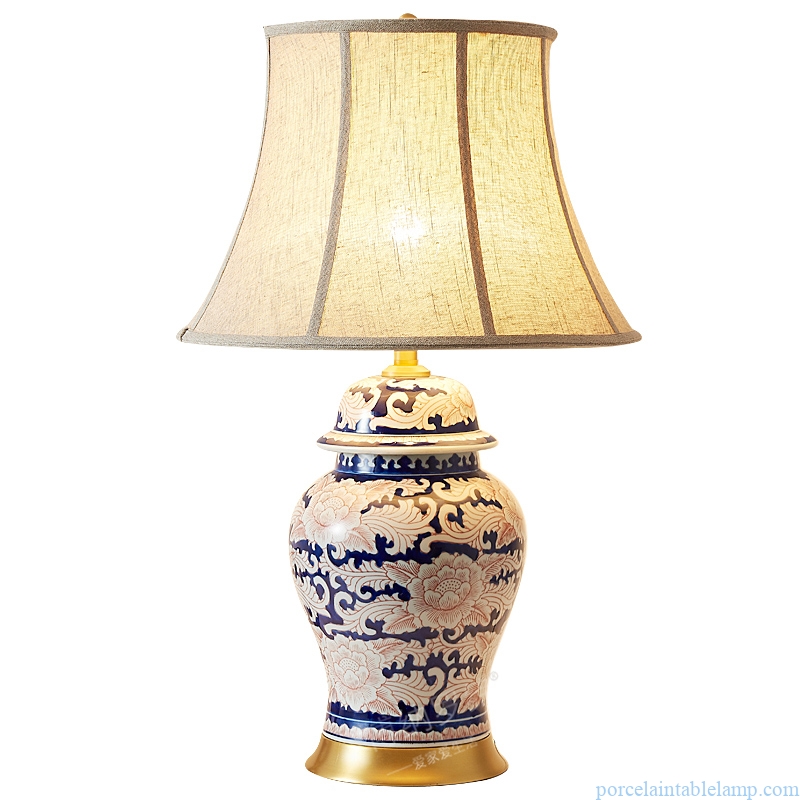 exquisite flower design ginger jar shape ceramic table lamp