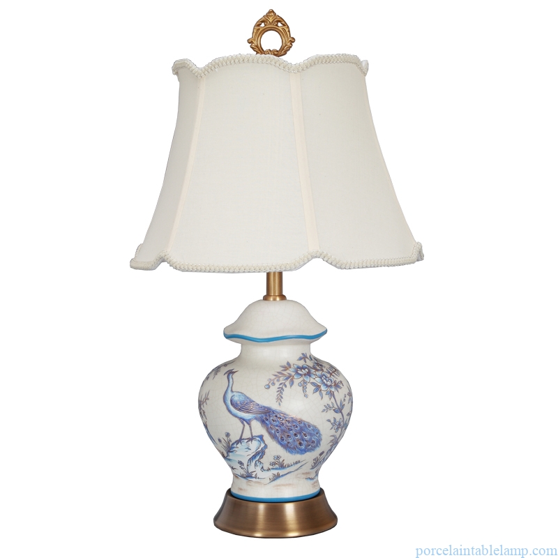  flowers and peacock design ceramic table lamp