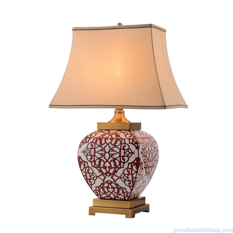 red window lattice design wedding room decorative porcelain table lamp
