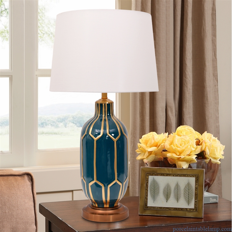 blue and green American modern style living room decoration table lamp