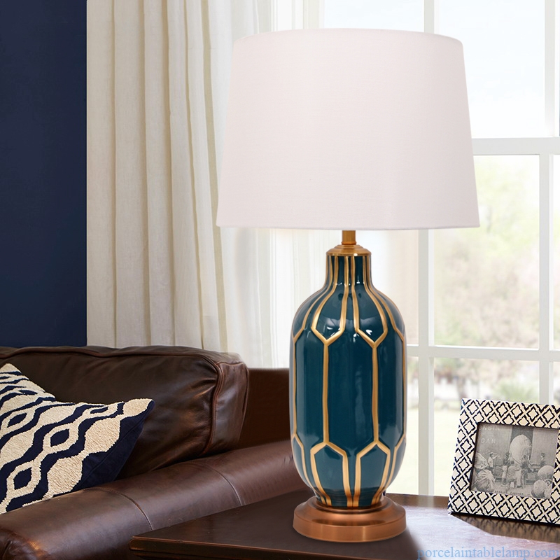 blue and green American modern style living room decoration table lamp