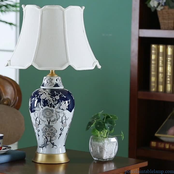 vintage flower and bird design ceramic table lamp
