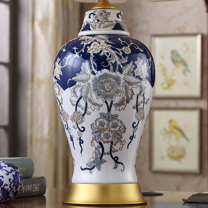 vintage flower and bird design ceramic table lamp