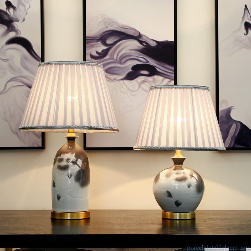 chinese lotus pattern light luxury ceramic table lamp 