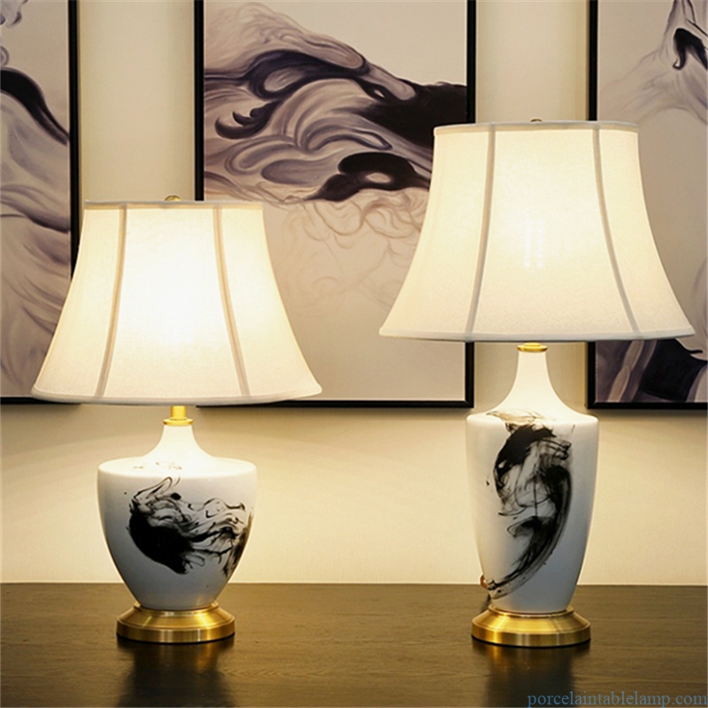  simple ink pattern different shape high skilled porcelain table lamp