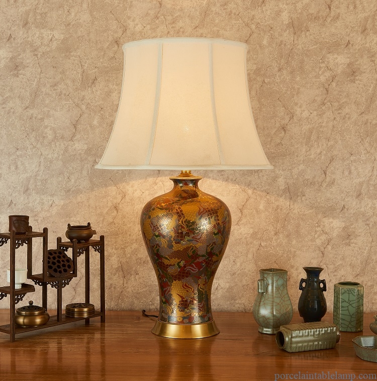  chinese dragon and phoenix design ceramic table lamp