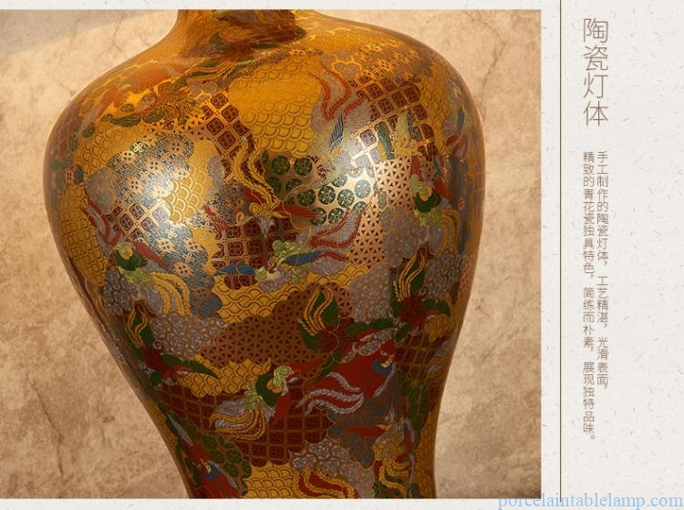 chinese dragon and phoenix design ceramic table lamp