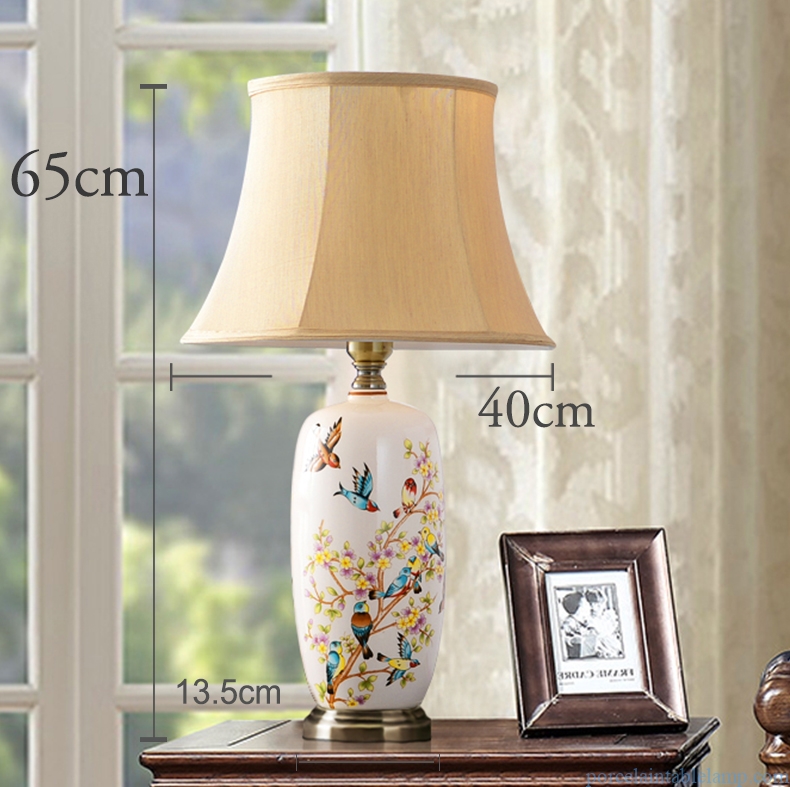 colorful birds and flowers design porcelain table lamp